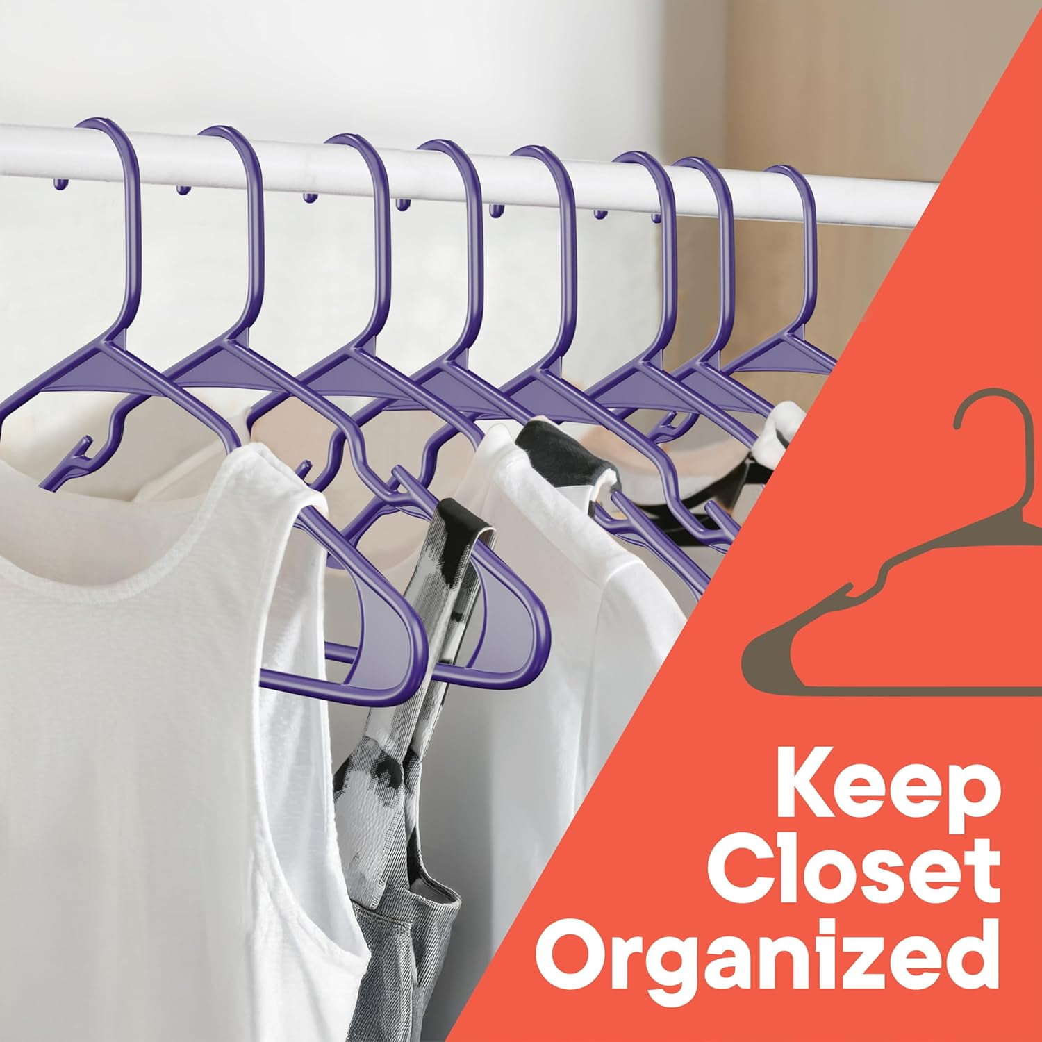 Purple Plastic hangers 120 Pack– Heavy-Duty Plastic Hangers Slim and Space-Saving Hangers, Durable & Lightweight Hangers with Non-Slip Shoulder Notches for Slip Dresses, Suits, Jackets & Camisoles