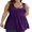 Purple, variant on Plus Size Women's Summer Flowy Tank Top - U-Neck, Ruched Waist, A-Line Swing Hem, for Casual Daily Wear(1X-5X)