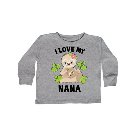 

Inktastic Cute Sloth I Love My Nana with Green Leaves Gift Toddler Boy or Toddler Girl Long Sleeve T-Shirt