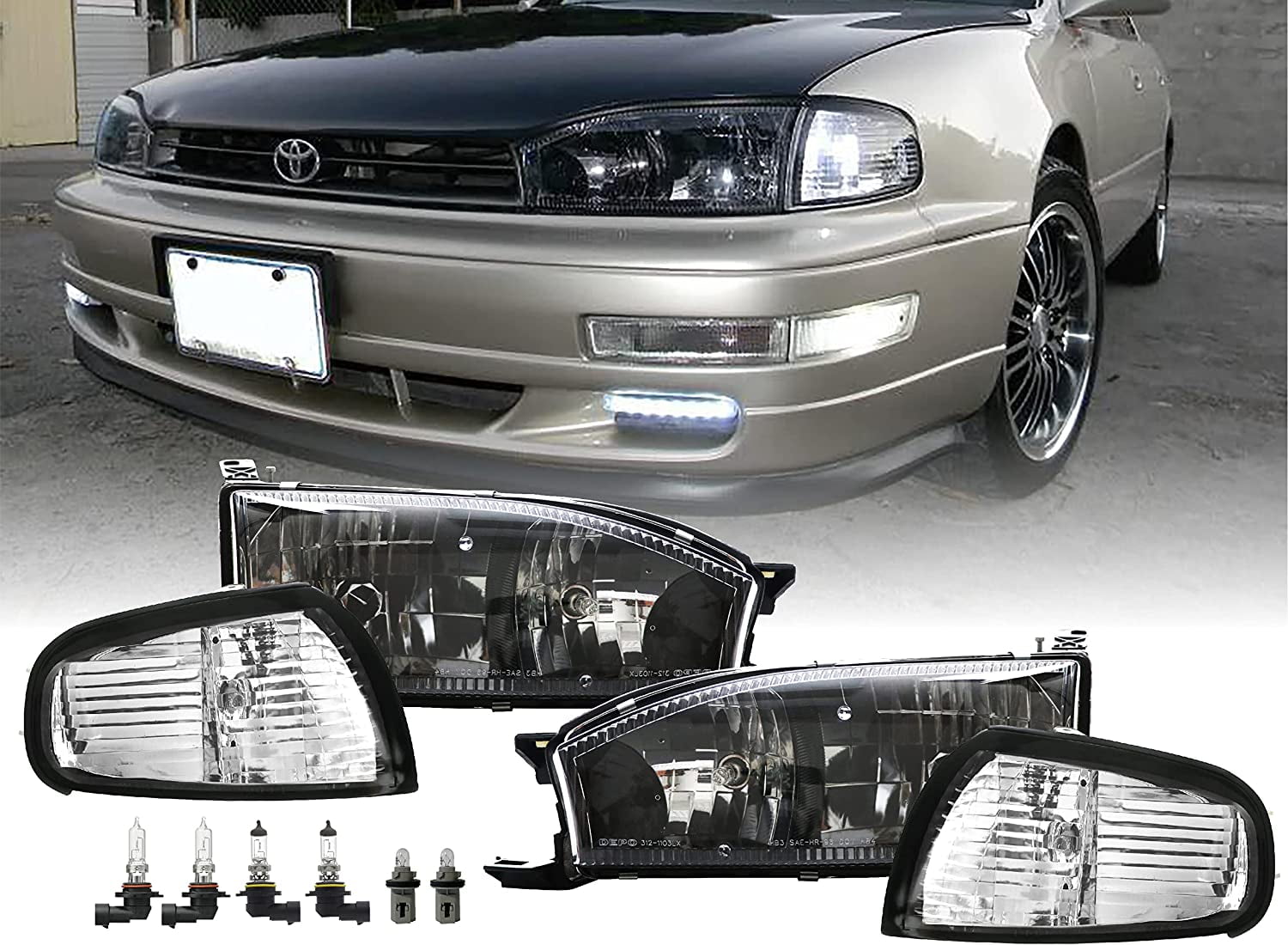 USR DEPO 92-94 Camry Headlights - JDM Style Black Housing Clear Lens ...