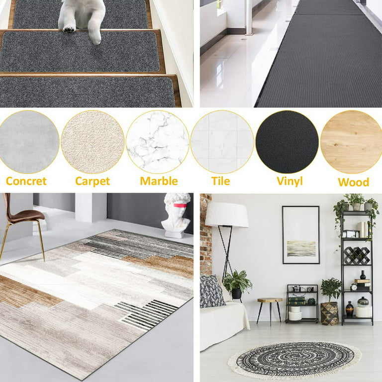 OBOSOE 14 PCS Non Slip Rug Pads Double Sided Carpet Tape Rug Corner  Grippers for Area Rugs Washable Reusable Runner Rug Sticky Pad No Curl for  Tile Wood Floors Floor Mat, 1