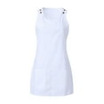 thumbnail image 3 of IDALL Summer Dresses,Sundresses for Women Crew Neck Women Dresses Shift Daily Casual Button Plain Cotton Dresses Beach Dress,Petite Dresses,Womens Dresses White Dress L, 3 of 6