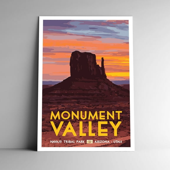 Monument Valley Vintage Travel Poster / Postcard WPA Style Retro Arizona / Utah