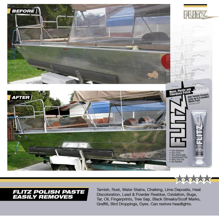  Flitz Multi-Purpose Polish and Cleaner Liquid All Metal DOES  NOT HARM Plastic & Fiberglass: Great for Headlight Restoration + Rust  Remover, 3.4 oz (Model: LQ 04535) : Health & Household