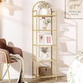 thumbnail image 1 of Librería Hzuaneri, estantería de 5 niveles, vidrio templado y acero dorado, 1 of 9