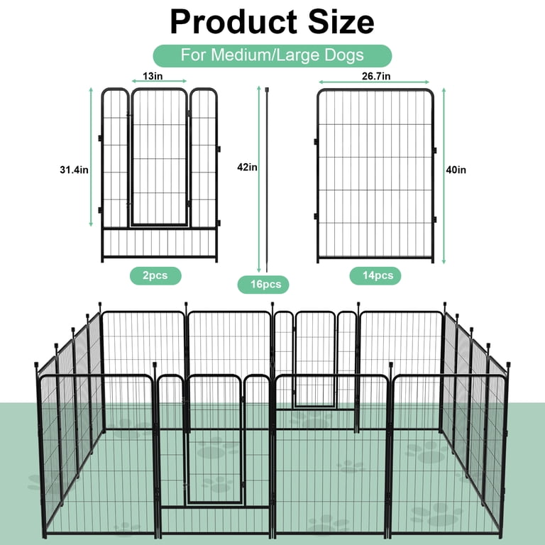 Vipuse 40" Tall Metal Dog Playpen, 16 Panels, 2 Doors photo 5