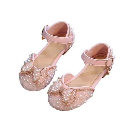 

HTGFGMGW Water Sandals Kids Girls Dress Shoes Bowtie Shoes Performance Shoes with Satin Ankle Tie for Wedding Birthday Party Kids Summer Shoes Toddler Shoes Pink