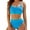 Blue2, variant on Womens Halter High Waisted Bikini Sets Color Block Sporty Swimsuit Two Piece High Cut Bathing Suit 2024