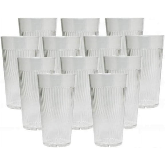 TrueCraftware- Set of 12 Belize 12 oz. Tumbler/Drinking Cups Clear Polycarbonate-Premium Iced Tea Glasses Stackable Reusable Dishwasher Safe Break-Resistant for Home and Restaurants