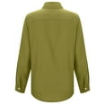 thumbnail image 5 of Womens Casual Button Down Long Sleeve Blouses Cotton Collar Tops Work Drop Shoulder Shirt Solid Color Loose Clothes (Green 3XL), 5 of 8