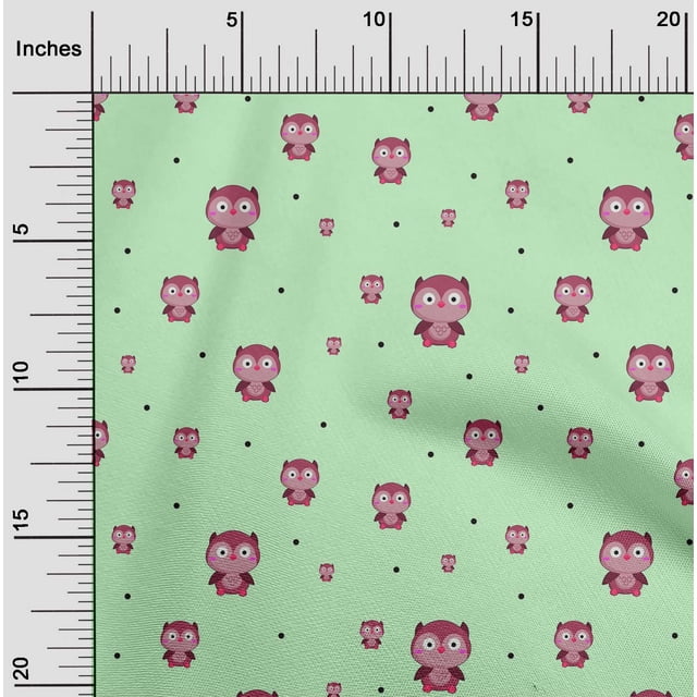 oneOone Polyester Lycra Fabric Dot & Cartoon Owl Bird Fabric Prints by Yard 56 Inch Wide