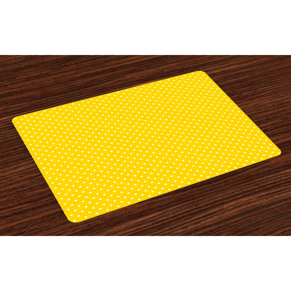 Vintage Yellow Placemats Set of 4 Traditional Polka Dot Pattern