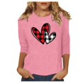 thumbnail image 1 of Blouse pour Femmes Motif Cœur Imprimé Saint-Valentin Manches Courtes Haut Décontracté, 1 of 4