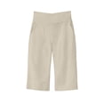 thumbnail image 3 of Women's Knee Length Bermuda Yoga Shorts, High Waisted Loose Wide Leg Summer Shorts with Pockets, Stretchy Athletic Gym Shorts for Casual Workout Daily Wear Beige L, 3 of 5