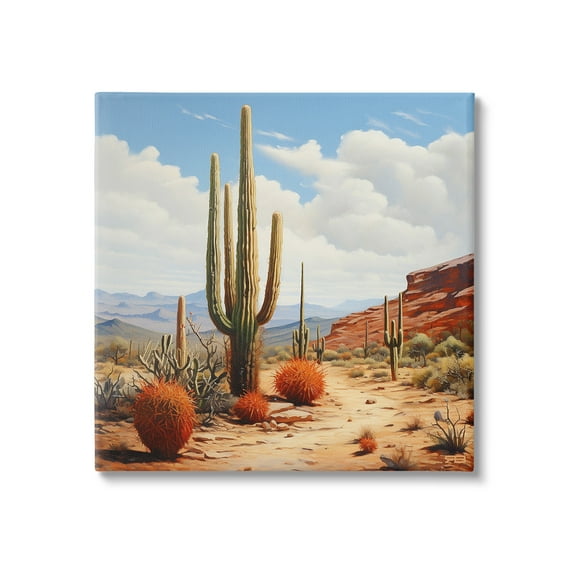 Stupell Industries Cloudy Desert Path Landscape Painting Gallery Wrapped Canvas Art Print Wall Art, 17 x 17