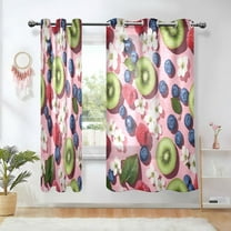 Yayeee Window Curtains Set of 2 for Living Room Light Filtering 63"x42", Pink Kiwi