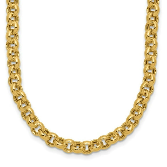 Diamond2Deal 14k Yellow Gold 5mm Polished Fancy Rolo Link Necklace for Men 18"