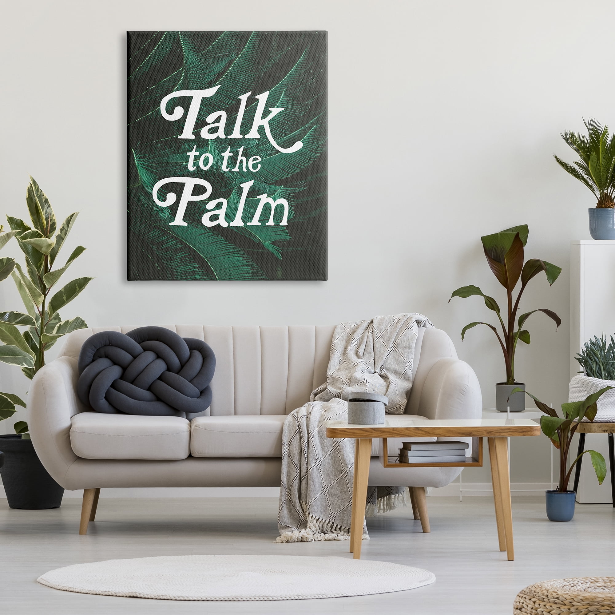 Stupell Industries Talk To Palm Punny Tropical Plant Botanical Leaf Graphic Art Gallery Wrapped Canvas Print Wall Art, Design by Daphne Polselli