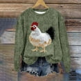 thumbnail image 2 of XPMWRP Women's Rooster Embroidery Fashion Sweatshirt Oversized Long Sleeve Fall Winter Pullover Crew Neck Loose Sweatshirts Green L, 2 of 4