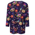 thumbnail image 4 of Outfmvch Chemises Mardi Gras pour Femmes, Hauts à Manches 3/4 pour Femmes, Tenue Mardi Gras pour Femmes, Blouses pour Femmes, Hauts d'Entraînement pour Femmes, Chandail en Molleton Décontracté à Col Rond Imprimé Carnaval Bleu G, 4 of 4