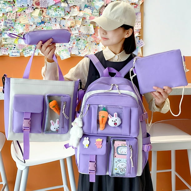 Mochila escolar de lona para adolescentes y estudiantes conjunto de bolsos Ehuebsd de hombro Duarable de viaje informal a la moda 4 piezas Walmart en linea