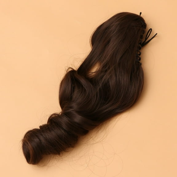 MLINS Dark Brown Women Curly Wig High Temperature Fiber Synthetic Ponytail with Claw Clip for Decoration 23.6 in