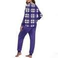 thumbnail image 4 of SYMOID Womens Purple Plaid Long Sleeve Pajama Set - 100% Polyester Soft, Cuffed Jogger Pants, for Sleeping & Lounging, S-XXL,Size 2XL, 4 of 6