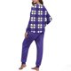 thumbnail image 4 of Conjunto de pijama informal de invierno para mujer, de doble cara, con cuello redondo estampado, manga larga, top anudado a mano, pantalones con cordón ajustable, ropa de casa, blusa de poliéster., 4 of 6