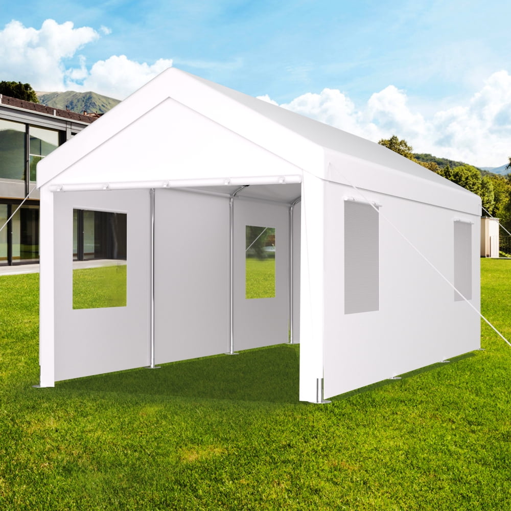 NOBOLEA Carport 12' x 20' Portable Garage, Heavy Duty Car Port Canopy with 2 Roll-up Doors & 4 Ventilated Windows for Car, Truck, Boat, Garden Tools