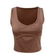 thumbnail image 5 of tarylea Tops for Women Trendy Wide Strap V Neck Crop Tops Solid Color Slim Fitted Tank Tops Casual Summer Trendy Stretch Camisole, 5 of 5