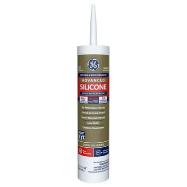 GE Advanced Silicone Kitchen & Bath Sealant WHITE, 10.1 oz Cartridge