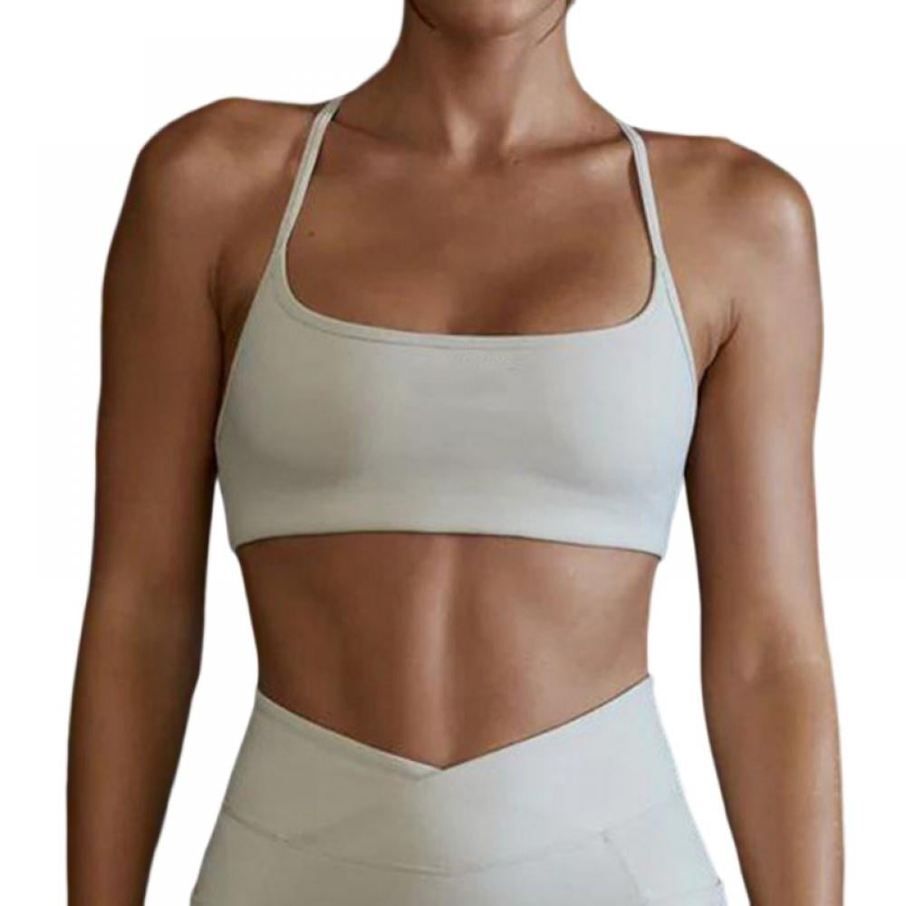 ZAAYO Women's Sports Bra, Padded Bustier Cross Back Gym Push Up Bra, Crop  Top, #1 White : : Fashion