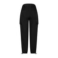 thumbnail image 5 of ibuvkizy Winter Cargo Pants Women,Fashionable Women's Casual Solid Color Button High Waist Wide Leg Work Pants Black,XL, 5 of 6