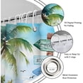 thumbnail image 5 of Beach Ocean Shower Curtain for Bathroom Decor 84Wx72H Coastal Nautical Positive Quotes Seaside Tropical Palm Tree Teal Blue Art Printed Fabric Polyester Waterproof 12 Pack Plastic Hook, 5 of 6