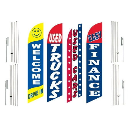 4 Swooper Flags With 4 Pole Kits Welcome Drive In Used Trucks Used Cars Easy Finance