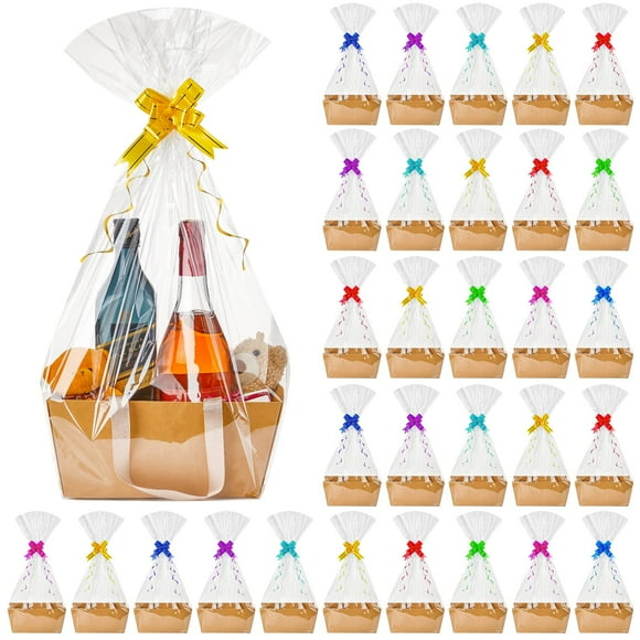 Juego de cestas de regalo Tuanse Kraft de 30 piezas, 32 x 25 x 15 cm, con lazos