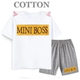 thumbnail image 5 of Conjunto de 2 piezas para bebés recién nacidos, niños y niñas de 2 a 14 años, camiseta de manga corta con estampado de letras informal de verano y pantalones cortos, atuendo deportivo, 5 of 5