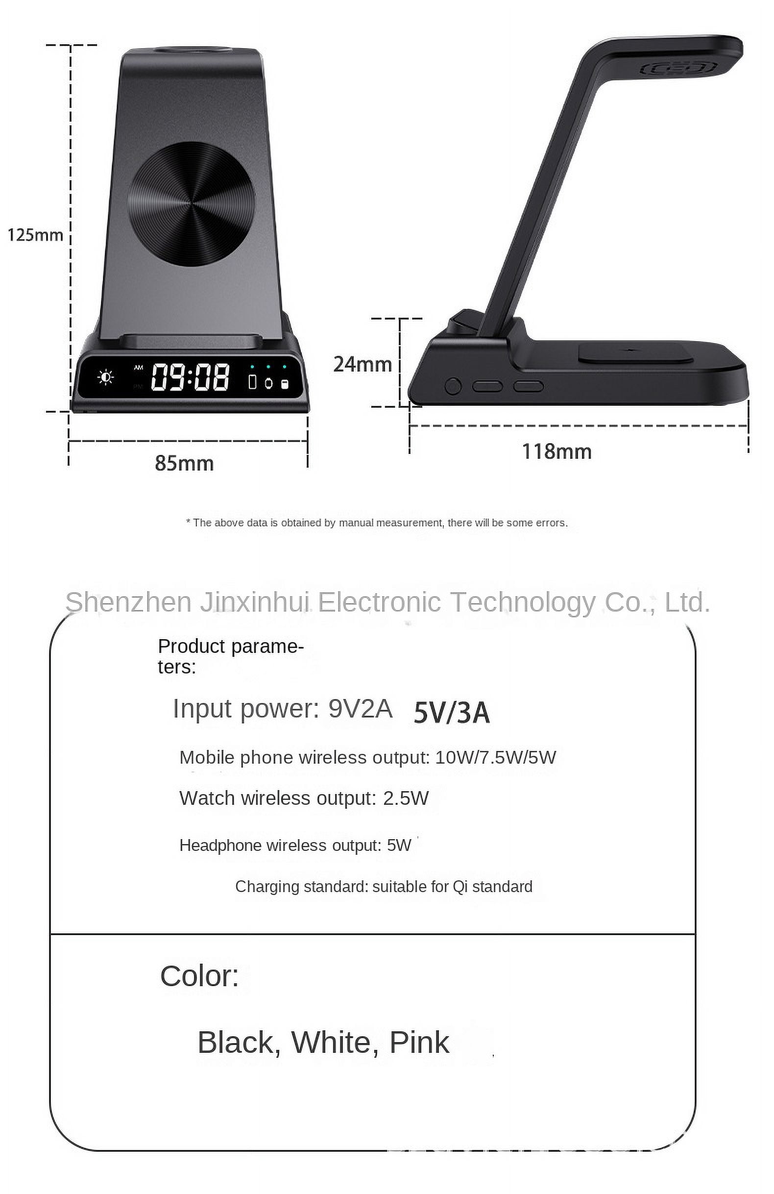 Three-in-one wireless charger suitable for Apple 1415pro Samsung mobile phone multi-function fast charging charging stand,white,118*85*125