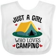 thumbnail image 3 of Inktastic Just a Girl Who Loves Camping Girls Baby Bib, 3 of 4