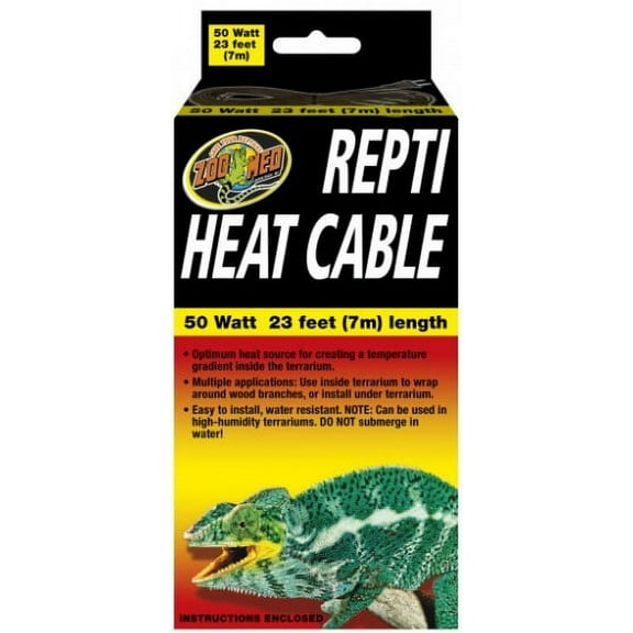 Zoo Med Reptile Heat Cable for Reptile Terrariums [Reptile Heat Controllers, Reptile Under Tank Heaters, Reptile Supplies] 50 watt