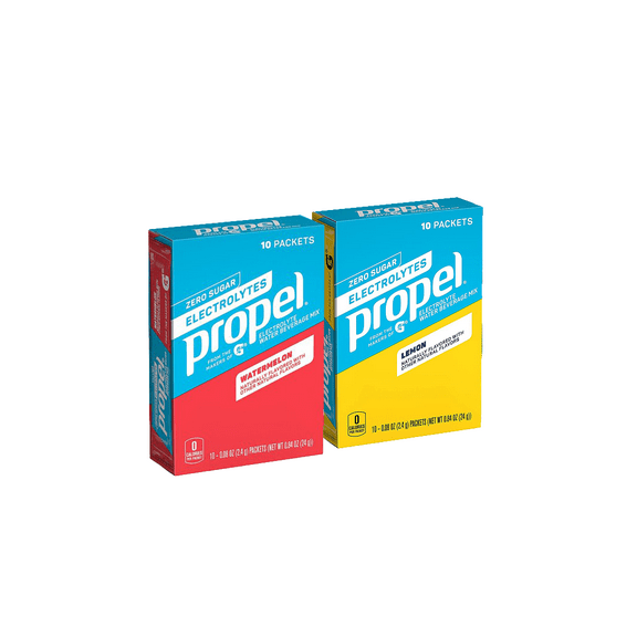 Propel Watermelon and Lemon Flavors 2/pack with Electrolytes, Vitamins and No Sugar, 10 sticks each flavor