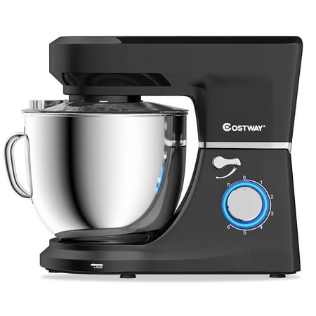 Costway - Tilt-Head Stand Mixer 7.5 Qt 6 Speed 660W with Dough Hook, Whisk & Beater - Black