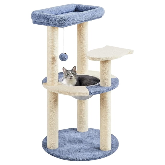 35in Cat Tree Tower for Kittens, Cat Furniture w/ Scratching Posts, Platform, Perch & Dangling Ball - Modern Cat Condo for Indoor Cats
