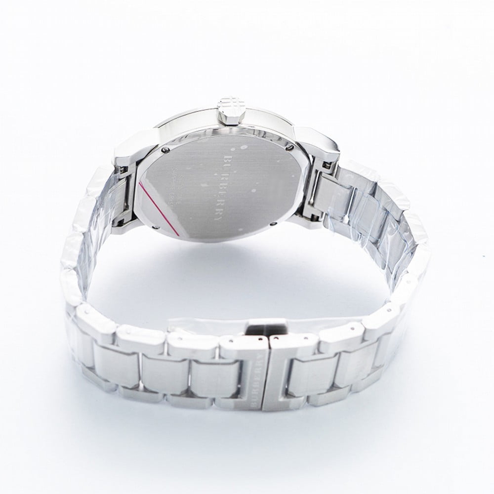 Burberry Quartz Silver Check Stamped Dial Stainless Steel