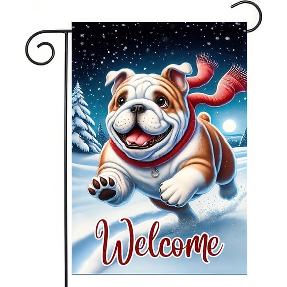 Merry Christmas Cat Garden Flag for Outside, Double Sided Small Polyester Cardinals Snowflake Christmas Flags Farmhouse Yard Seasonal Decoration 28x40 Inch