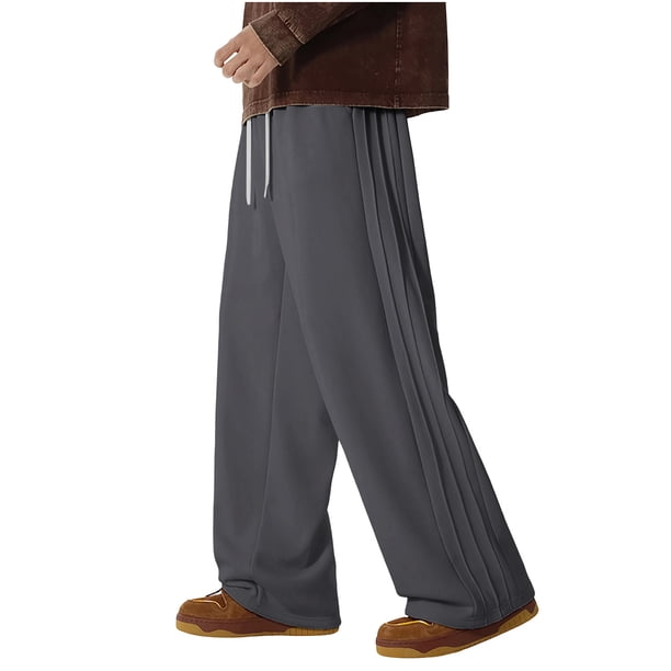 Mens Pata Recta Pantalones de Sudar de Color Sólido Casual con Diseño en Capas Laterales, Tela de Poliéster Transpirable para Deportes, Correr, Correr, Senderismo Y Uso Diario