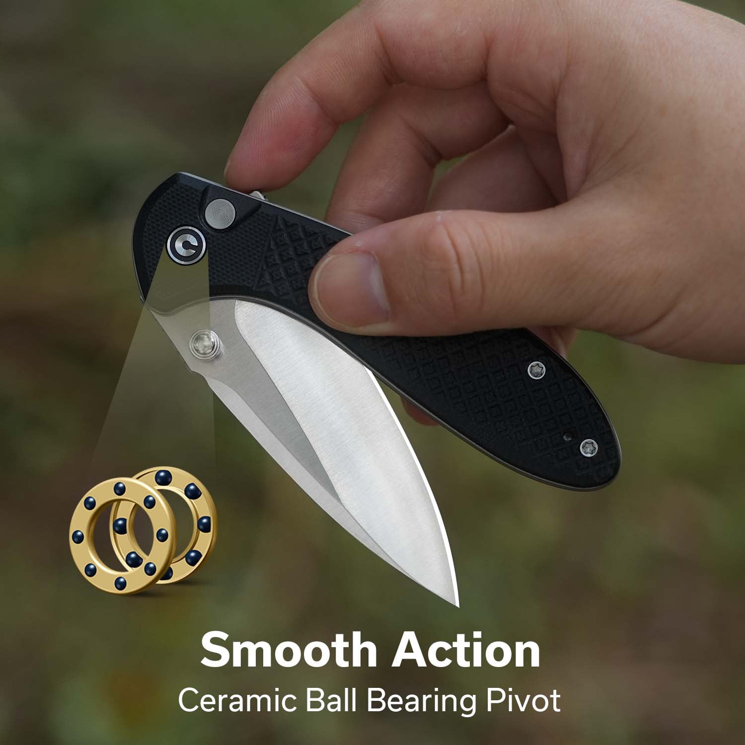 CIVIVI Faeger Pocket Folding Knife with 2.98" 14C28N Blade and Milled OD Green G10 Handle C24031-1