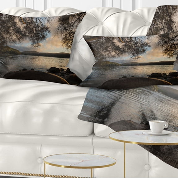 Designart 12" x 20" Blue Polyester Throw Pillow