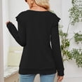 thumbnail image 5 of gakvbuo Fall Women Casual Solid Long Sleeve Ruffles Hoodie V-Neck T-Shirt Blouse, 5 of 7