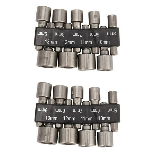 18Pcs/Set 5mm-13mm 1/4Inch DIY Hex Shank Socket Sleeve Nozzles Nut Driver Bit Set Drill Bit Adapter for Woodworking Tool